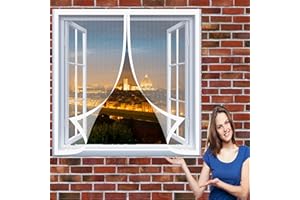 DOGUO Automatique Anti Moustique Porte 118 x 110 cm Magnétique Moustiquaire Porte Sans Percer Facile à Installer Porte Anti Insecte pour Les Types de Fenêtres, Blanc