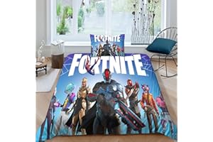 FGAITH 2Pcs Parure De Lit Fortnite - Dessin animé Jeu Housse De Couette - Impression 3D - 100% Microfibre - avec Taie d'oreiller - pour Enfants/garçons Et Filles Single（135x200cm）