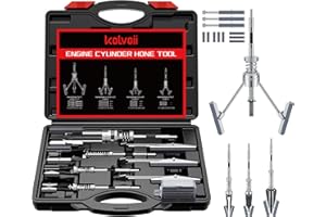 Kolvoii Cylinder Hone Tool Set with Tool Box, Adjustable Engine Cylinder Honing Tool for Sizes 3/4" to 7" Cylinders, 1-1/8", 3" and 4" Diameters with Extra 11 Piece Replacement Honing Stones 220 Grit
