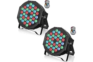 ZonQoonz 2PCS Par LED RGB Ricaricabile, 36 LED Luce di Scena 6000mAh Batteria Integrata con Telecomando, 7 Modalità Illuminazione Palco per Luci Discoteca Matrimonio Bar Party Light