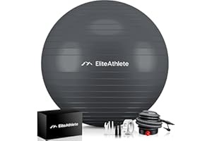 EliteAthlete Ballon Gym avec système anti-burst - Fitness Pilates Yoga - Ballon Grossesse avec pompe à air incluse