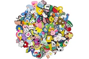 Lassuzie 100 Pièces Bijoux de Chaussures, Charmes Dessin Animé en PVC Shoe Charms for Croc Shoes Breloque, Cadeau de Fête d'anniversaire