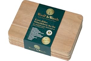 Woolf & Woods Juego de 4 tablas de cortar | extra gruesas | producto natural puro | tablas de madera de acacia | sostenibles | sin tratar | tabla de servir y cocina