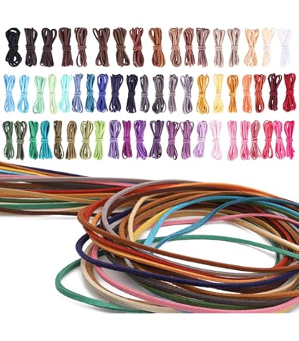 Curtzy 40 Pieces 1m X 3mm Leather Cord Suede String With 200 Pieces