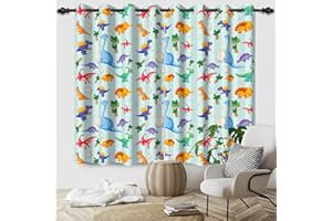 SDOTPMT 117x138cm Lustige Cartoon Tier Fenster Vorhang Dschungel Wildlife Zoo Fenster Vorhänge Bauernhof Klassische Fenster Behandlung für Kinder Schlafzimmer Dekor Verdunkelung Vorhänge,2 Panels