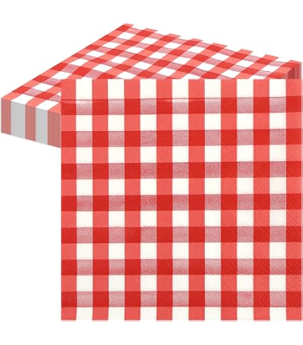 Rote Gingham-Servietten, 100 Stück – Kariert, 3-lagig, Für Party & Picknick