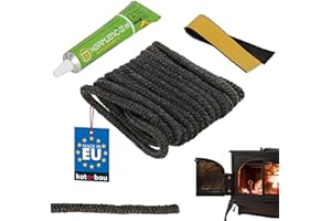KOTARBAU® Sznur Do Uszczelniania Drzwi Kominka Pieca - 6 MM - 2,5 M -Przędza Szklana - Zestaw Naprawczy - Klej