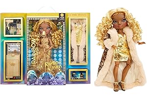 RAINBOW HIGH Rainbow Vision Divas - MELINE Luxe - Poupée Mannequin Jaune Doré avec des Tenues Ã€ Assortir, 1 Micro, des Accessoires & 1 Mallette - 6 Ans +