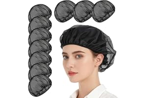 XdealCozyxc 10 Pcs Chef Hat, Reusable Breathable Washable Black Hair Net for Men Women Catering Kitchen