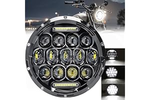 DREAMIZER 7 pollici Faro Led Moto Omologato con DRL Bianco Angel Eye Indicatore Ambra Compatibile con Harley Road King Street Glide Softail Electra Glide Cafe Racer J-eep Wrangler JK TJ