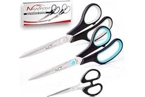 MAGNIFICENT 7 STAR Magnificent Scissors [Pack of 3] 8.5" Multi-Purpose Scissors with TPR Soft Grip Handles. Heavy Duty Scissors for School & Office Supplies Art Craft Fabric Sewing Home & Kitchen