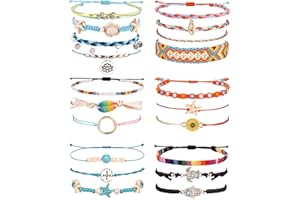 CASSIECA 20 PZ Cavigliere da Spiaggia per Le Donne Stringa Cavigliera Regolabile Bracciali per Le Donne Impermeabile Fatta A Mano Cavigliera di Corda Set Colorato Boho Estate Gioielli Piede