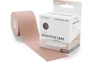 Kintex Kinesiology Tape Sensitive - Auto-adhésif, Élastique, Résistant à l’eau et Antiallergique - Bandage sportif et Kinésiotape pour Peaux Sensibles - Beige - 5 cm x 5 m