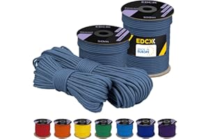 EdcX 4 mm Polyester Paracord 550 25+ Colors (15, 30 and 50 m) – 4 mm Type III, Tear-Resistant Parachute Cord for Survival Made of 100% Polyester with 7 Wires | Solid Colours
