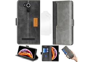 OUJIETONG Flip Cover Compatibile con Saiet STS550 Custodia Case Cover + Morbido Pellicola Protettiva [Funzione Staffa] ZS-Hei