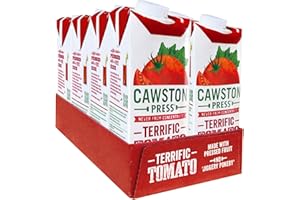 Cawston Press Tomato Pressed Juice - 1 Litre Pack of Juice Cartons All Natural – Vegan – No Added Sugar, (Pack of 8)