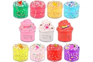 BRETOHAY 8 Pack Jelly Cube Crunchy Crystal Slime and 3 Pack Butter Slime Kit,Scented Slime Super Soft and Non-Sticky,Cute Charms Themed Party Toy to Slime,Rich Colors Stress Relief Toy for Girls and Boys(Mini)