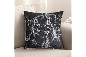 TOCOMOA Poszewka na poduszkę 40 x 40 cm z mikrofibry, 2-częściowa, o wyglądzie marmuru, czarna poszewka na poduszkę z zamkiem błyskawicznym, super miękka jakość premium i hipoalergiczna, puszysta poszewka na poduszkę