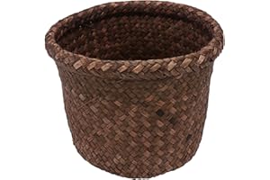 TOMAIBABY Seagrass Planter Basket, Natural Hand-Woven Flower Pot Plant Container, Plant Pots Indoor for Flower Plant Basket Storage Home Decoration, 21x21cm
