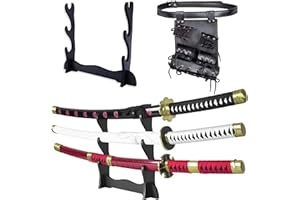 57 SPECIAL REPLICAS Roronoa Zoro Spada Katana in Legno 105 cm Katanas Spada Cosplay Anime Giapponese - Kitetsu/Shisui/Wado Ichimonji - Set da 3 Pezzi JT10000