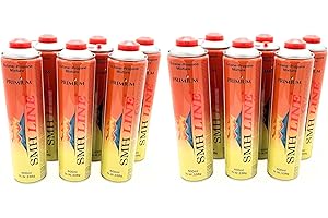 SMH LINE® Lot de 12 cartouches de gaz universelles de 600 ml pour réchaud de camping, désherbage, brûleur à gaz, mélange propane butane 7/16", filetage européen EN417, cartouche à vis, chalumeau à