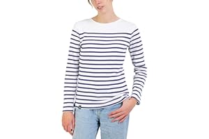Breizh Ocean - Marinière PIRIAC, Tee-Shirt Manches Longues rayé épais en Coton Bio - Femme - XS au 4XL