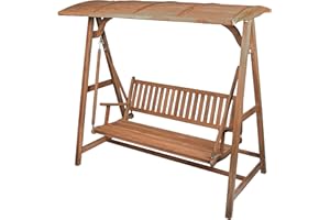 Divero Hollywoodschaukel 3-Sitzer Gartenschaukel Schaukel-Bank aus massivem Teak-Holz 200 cm breit mit Armlehne und Sonnenschutz-Dach