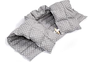 Amilian - Cuscino termico per la cervicale con schienale e collo alto con noccioli di ciliegia, piccoli pois grigi