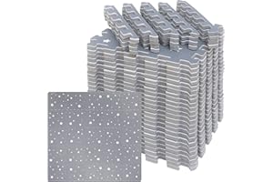 Edukit Night star Foam Play Mat 25 pc with Borders (31.5cm x 31.5cm) - 1.2cm Thick Non-Slip Baby Floor Mat, Dark Grey Interlocking Foam Tiles, Waterproof & Durable, foam Mat, Safe & Easy to Clean
