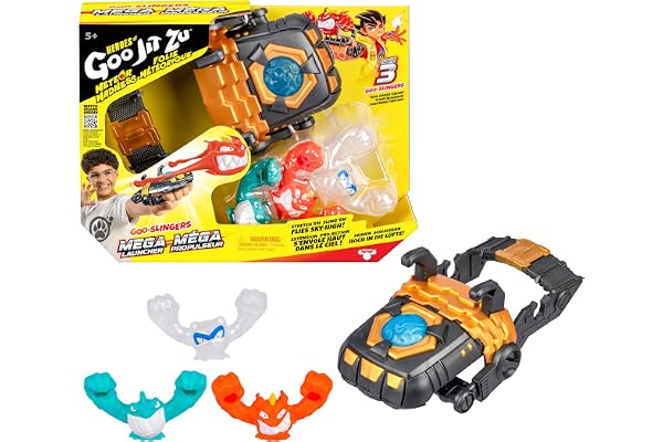 Heroes of Goo Jit Zu Meteor Madness Goo-Slingers Mega Launcher, ladda upp dina Goo-Slingers och Stretch 'Em och Sling 'Em Sky