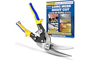 S&R Tin Snips Right Cut 280 mm – Continuous Sheet Metal Shears | Heavy-Duty CrMo Steel Blades, Induction Hardened 60–62 HRC | Ergonomic Non-Slip Handles, Safety Lock, 48 mm Cutting Capacity