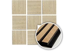 Kaiser plastic® Lot de 4 panneaux acoustiques - Couleur : chêne et noyer - Panneaux muraux au format 60 x 60 cm - Mur à lamelles en fondation de bois et feutre - Revêtement mural moderne (chêne - Lot