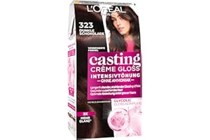 ‎L'OREAL PARIS L'Oréal Paris Coloration ohne Ammoniak und ohne Silikone, Pflegende Intensivtönung mit Glanz-Reflex-Balsam, Casting Crème Gloss Haarfarbe, Nr. 323 Dunkle Schokolade (Braun), 1 Stück