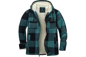 SwissWell Męska kurtka koszulowa, pogrubiona w kratkę, z zamkiem błyskawicznym, flanelowa, pluszowa podszewka, na czas wolny, z podszewką, koszula drwala, męska koszula zimowa, polarowa bluza z