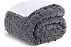 PanxHome Sherpa Fleece Blanket 200x230 cm, 520GSM Thick Throw Blanket, Unique Alphabet Love Throws for Sofas, Soft and Cosy Fluffy Blanket, Blanket for Bed King Size, Wool Blanket, Gray