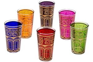 MARRAKESCH ORIENT & MEDITERRAN INTERIOR Verres à thé orientaux décoré Set de 6 Verres colorés| Verres à thé marocains 6 couleurs Décoration orientale | 6 x verres à thé marocains orientaux décorés | divers motifs, Verre, Laylana, 9 x 5 cm