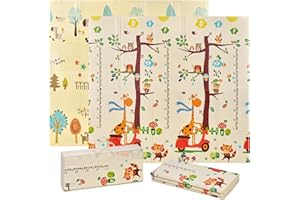 MS Trendy - Tappeto da gioco per bambini, 180 x 200 cm, doppio lato, tappetino molto imbottito (1 cm spesso), pieghevole e con borsa per il trasporto