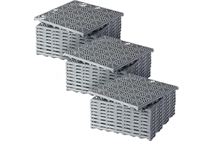 Home Hacks Garden Plastic Tiles 30x30cm Heavy Duty & Durable Interlocking Walkway Floor Path Patio Non-Slip Decking Tile Waterproof Patio Lawn Tiles for Pathway & Terrace (30x Grey)