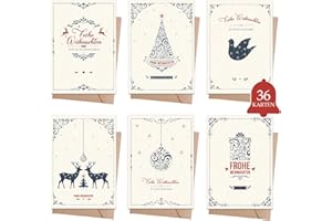 Aahyzzon 36 x Weihnachtskarten mit Umschlag set, A6 Christmas Falzkarten mit Einzigartigem Spruch, Neujahrskarten 2023 für Familie, Freunde, Kollegen & Geschäftskunden, Modernem Design