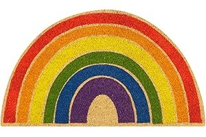 Baroni Home Zerbino Ingresso Casa in Cocco Arcobaleno Dipinto a Mano 70x40 cm, Tappetino Ingresso Facile da Pulire e Super Resistente