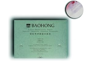 BAOHONG Akvarellpappersblock för konstnärer (20 ark limmade på fyra kanter), 100 % bomull, syrafritt, 63,5 kg/300 g/m², akvar