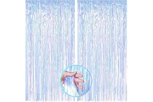 Kulamo Cortina de Oropel, Cortina Brillante Fiesta, Borlas Cortina con Brillo Metálico, Cortinas de Borlas de Aluminio para Arbol de Navidad, Cumpleaños, Decoración Escenario Fiesta (Azul 2)