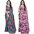 SIRIL Women's Georgette Printed Saree With Unstitched Blouse Piece Combo Pack Of 2
