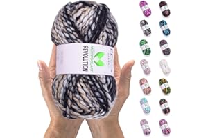 MeriWoolArt Merino Wolle zum Stricken – 75 m Mehrfarbige Dicke Weiche Merinowolle zum Stricken für Pullover Jacken – XXL Handstrickwolle – Voluminöse DIY Wolle für Schals Decken Tücher Geschenke