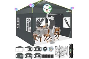 Cobizi Tonnelle Pliante 3x3 ImperméAble Barnum Pliant 3x3 avec Verrouillage Central à Une Touche Tonnelle De Jardin Exterieur, ImperméAble Tente De Reception avec 4 Panneaux LatéRaux,UV 50+,Gris