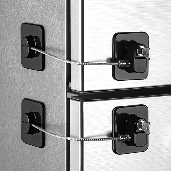 Lucchetti Di Sicurezza Per Bambini | Per Frigorifero, Finestre E Lavatrici | Senza Foratura, Regolabili (4 Pezzi) - Foto 4