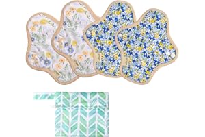 Viedouce Assorbente Lavabile,4 Pezzi Assorbenti Igienici Lavabili in Bio- Cotone,Assorbenti Ecologici Lavabili,Assorbenti Salvaslip Lavabili,Panty Liners con Impermeabili Borsa di Stoccaggio