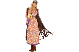 TECTAKE dressforfun Frauenkostüm Mrs. Peacemaker | Langes schönes Kleid im Blumenmuster inklusive Weste und Haarband