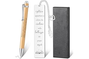 Faccito 3 Pezzi Set Regalo Laurea per Studenti Universitari Segnalibro Laurea Metallo con Frasi Motivazionali Segnalibri Maestra Regalo Penna in Legno Confezione Nera per Collega Amica Donna