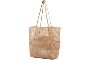 LEDAOU Siateczkowa torba plażowa, duża, damska torba na ramię, torba kąpielowa, składana, na plażę, dla rodziny, torba na zakupy, torba na zakupy, na piknik, podróż